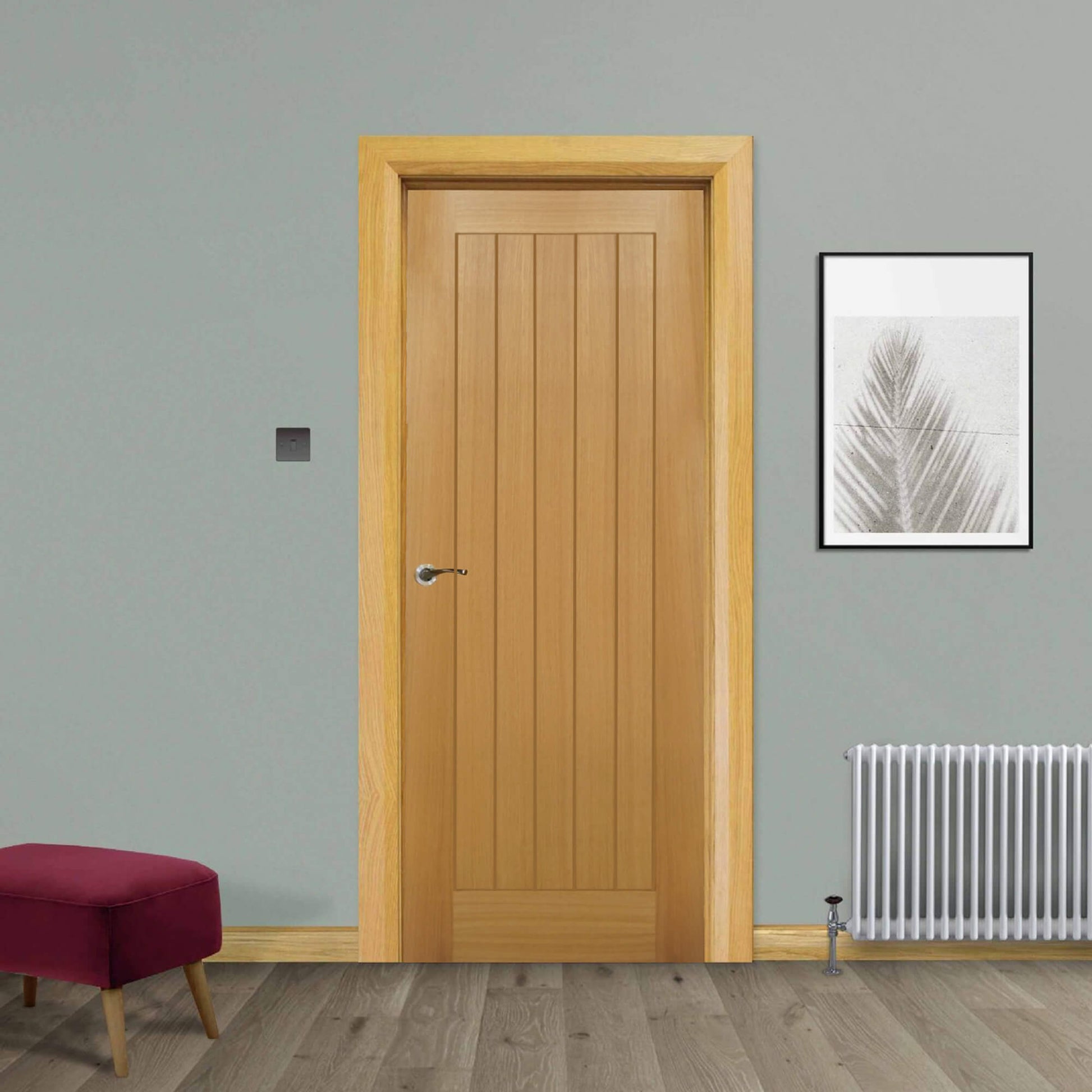 A Panama White Oak 35mm Internal Door in a home interior setting