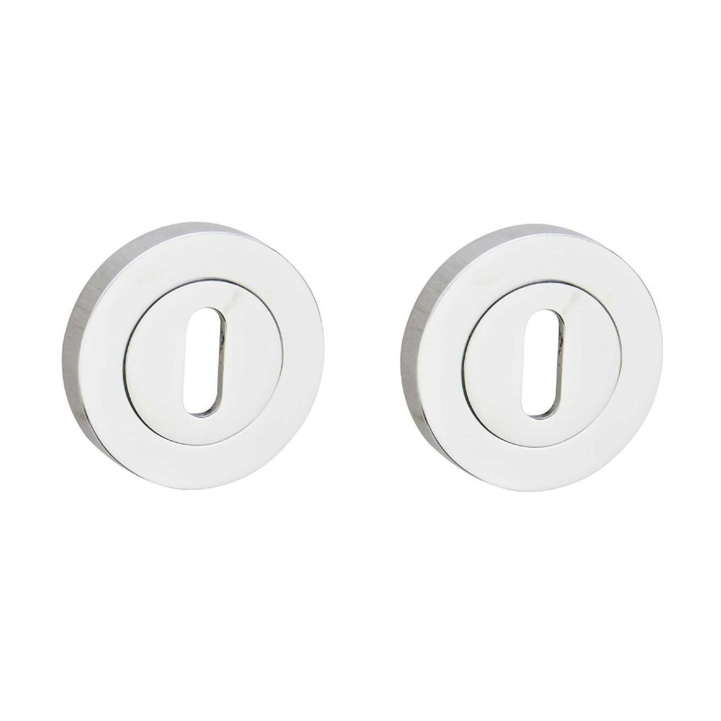 Polished Chrome Round Escutcheon Set on a white background