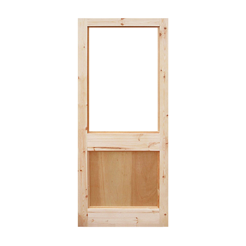 Reverse view of the Redwood Pine 2XG Unglazed 44mm External Door on a white background on a white background.