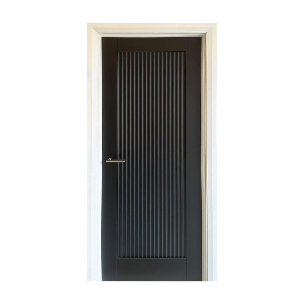 A Reeded Black Primer Plus 35mm Internal Door on a white background