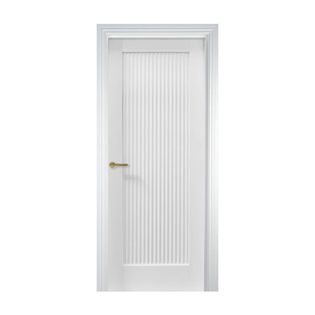 A Reeded White Primed 35mm Internal Door on a white background.