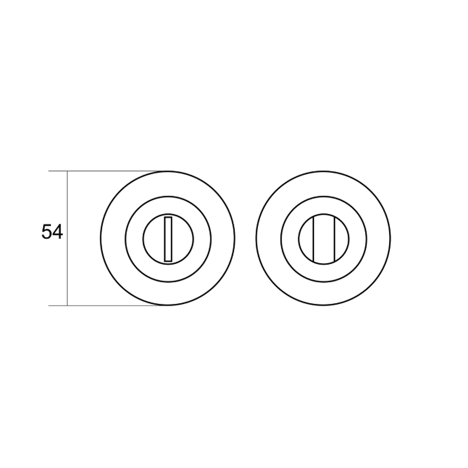Technical drawing of a WC Round Thumbturn Set