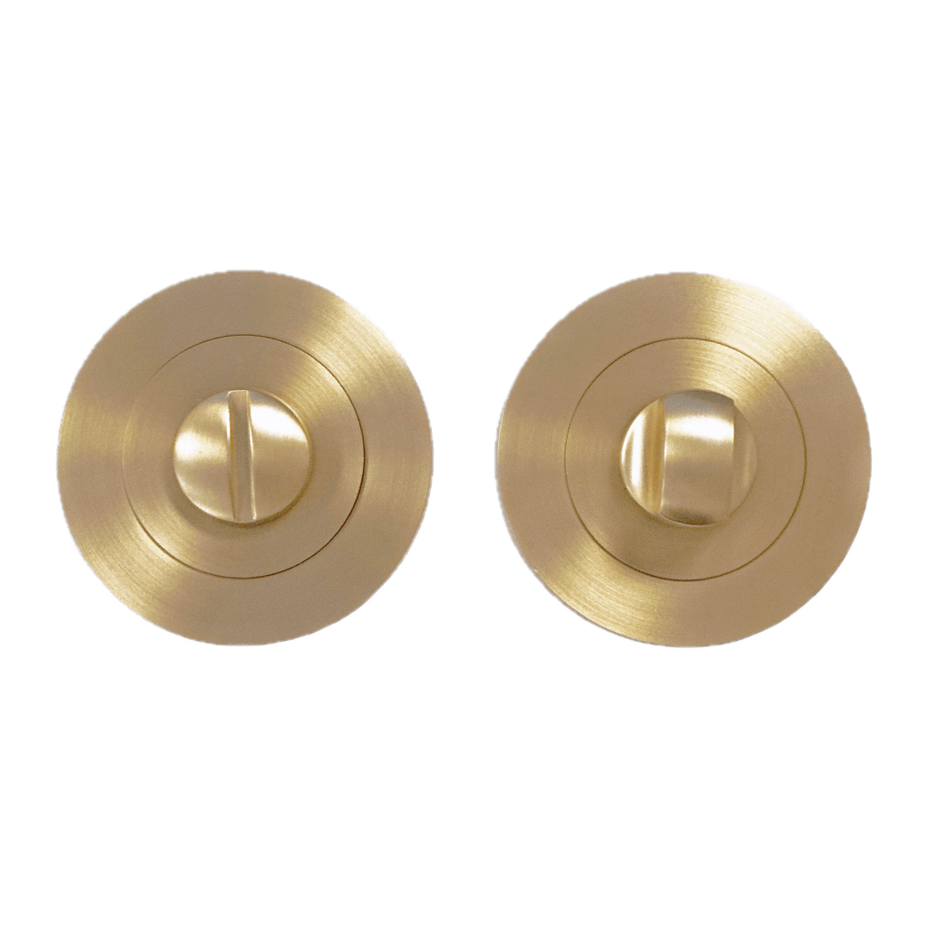 Satin brass wc thumbturn set for use with satin brass handles