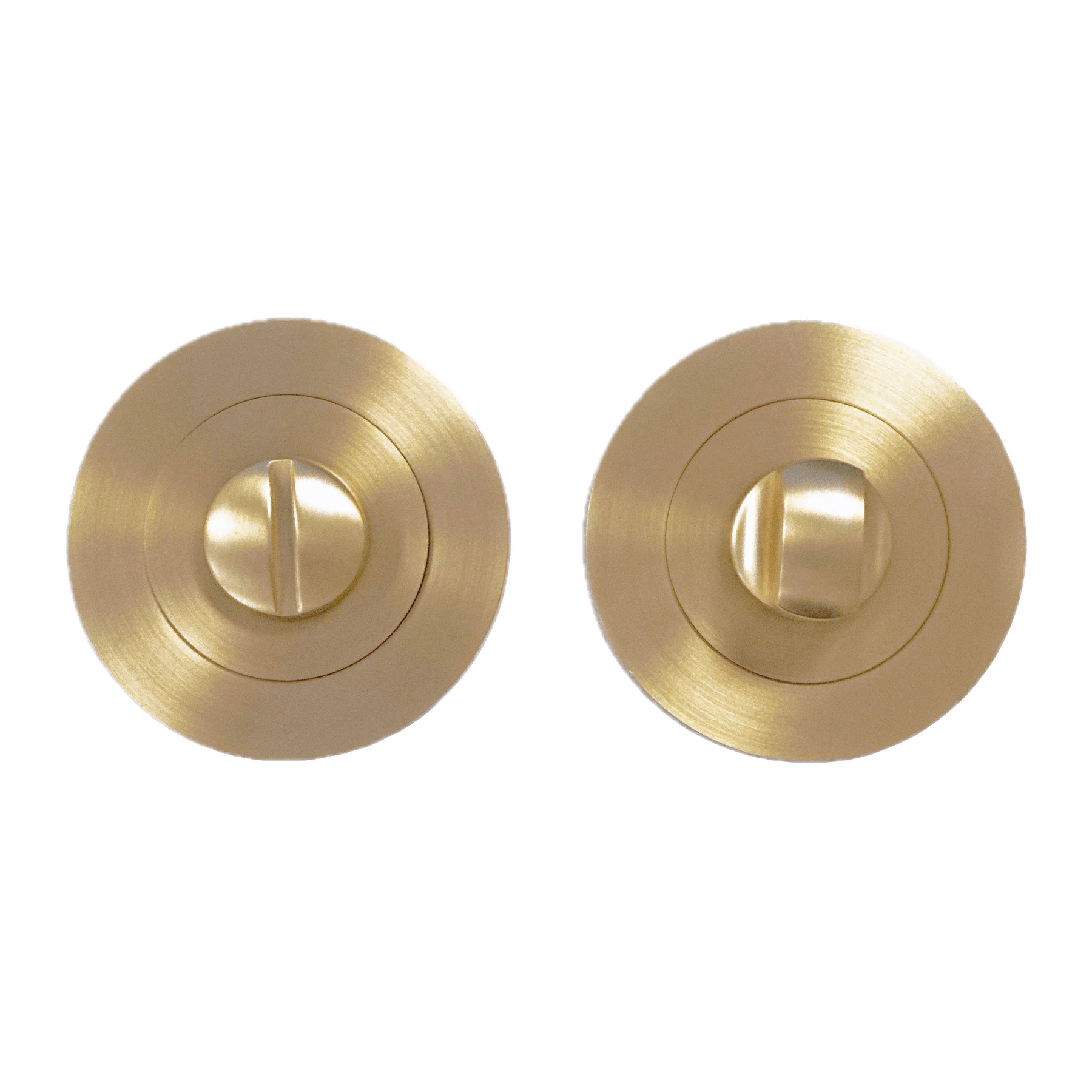 Satin brass wc thumbturn set for use with satin brass handles