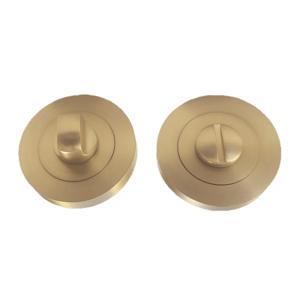 Satin Brass WC Round Thumbturn Set
