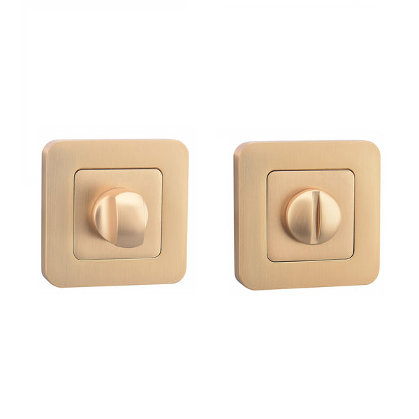 Satin Brass WC Square Thumbturn Set