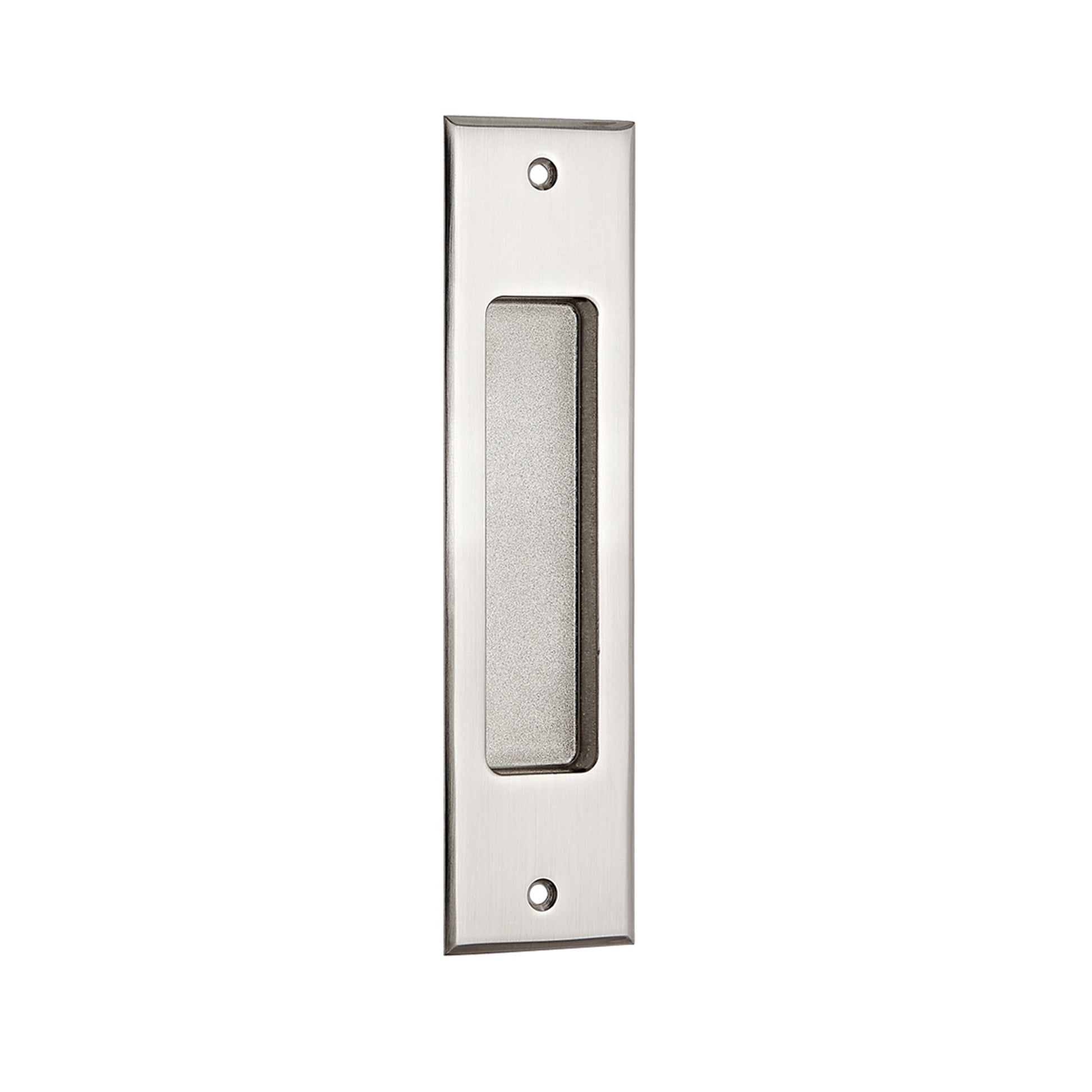 Satin Nickel Designer 7" Flush Pull Handle on a white background
