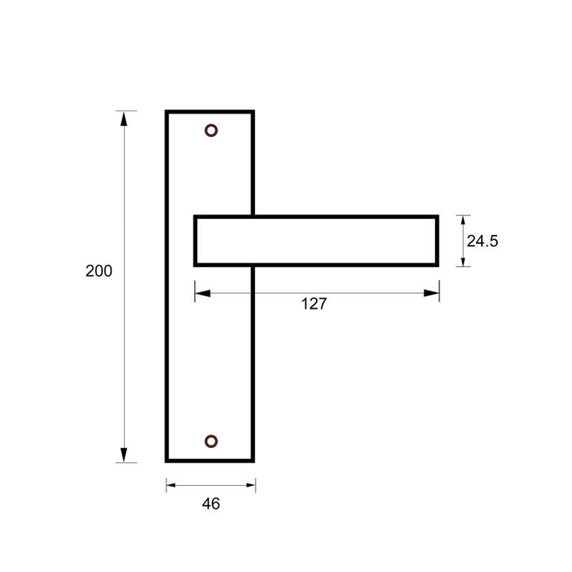 Technical Drawing of a Saturn Flat Black Backplate Handle