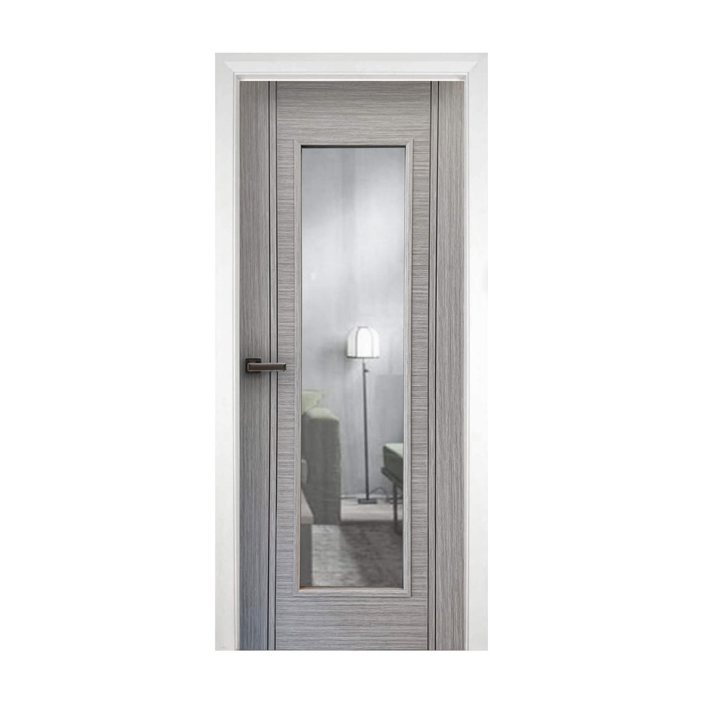 A Seattle Urban Grey 1 Lite Pre-Glazed 35mm Internal Laminate Door on a white background