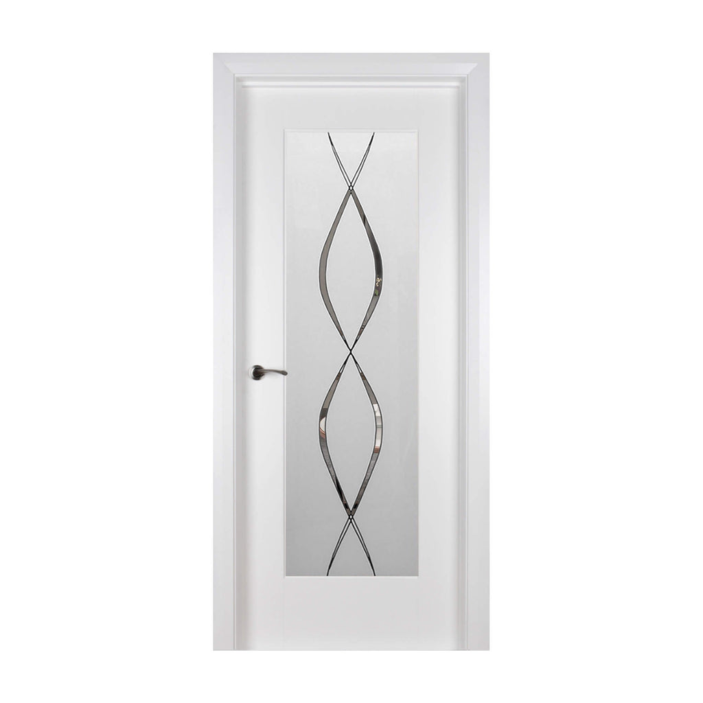 A Shaker White Primed 1 Lite Unglazed Door with DS5 glazed panel (optional extra) on a white background.