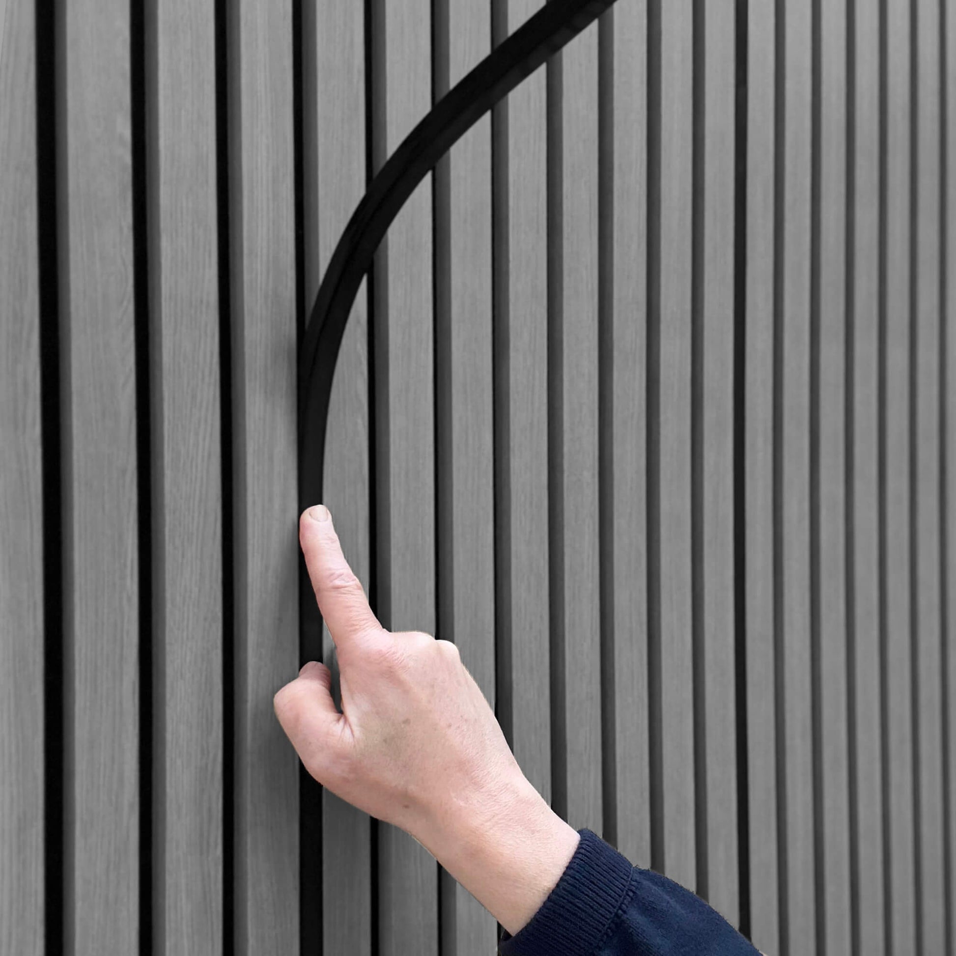 Installing the Cool White Led Light on a wooden slatwall panel