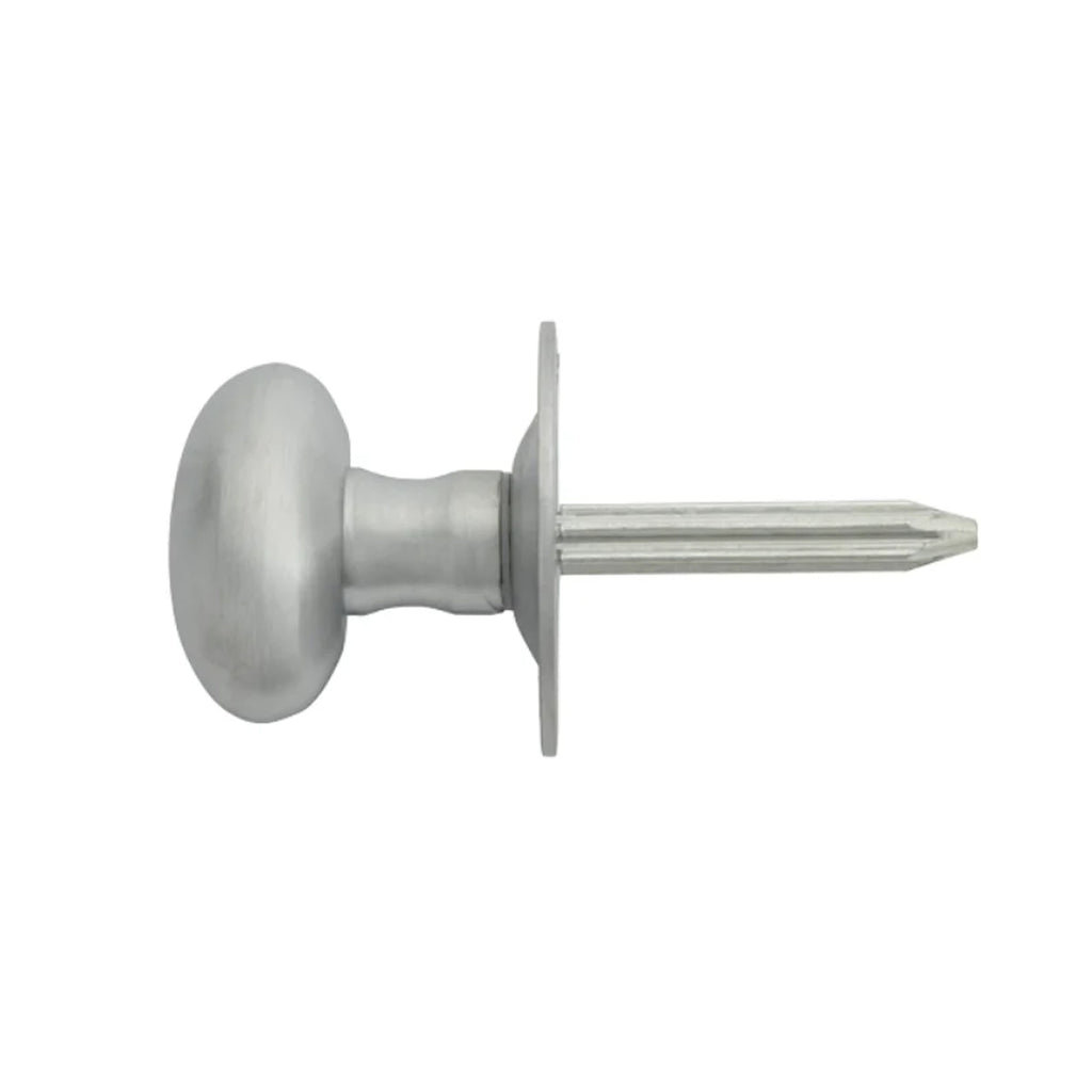 A side profile of a Satin Chrome Rack Bolt on a white background