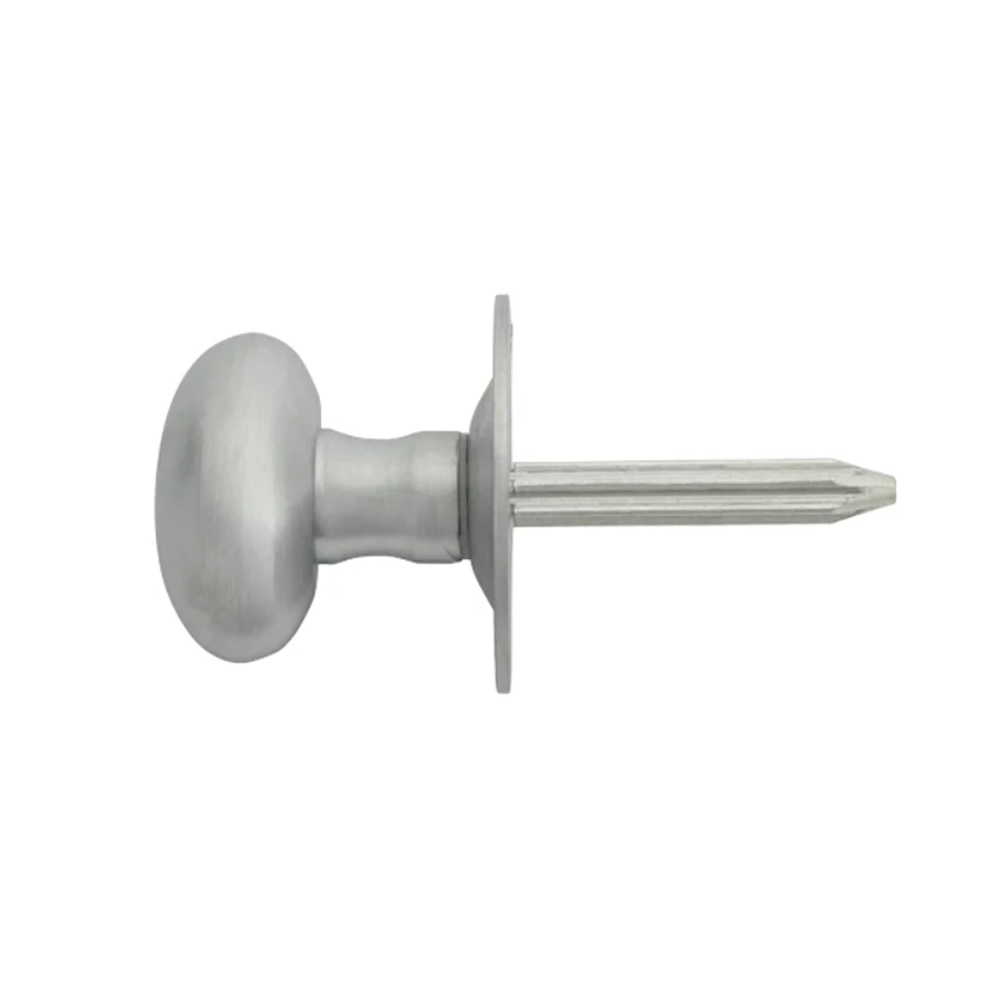 A side profile of a Satin Chrome Rack Bolt on a white background