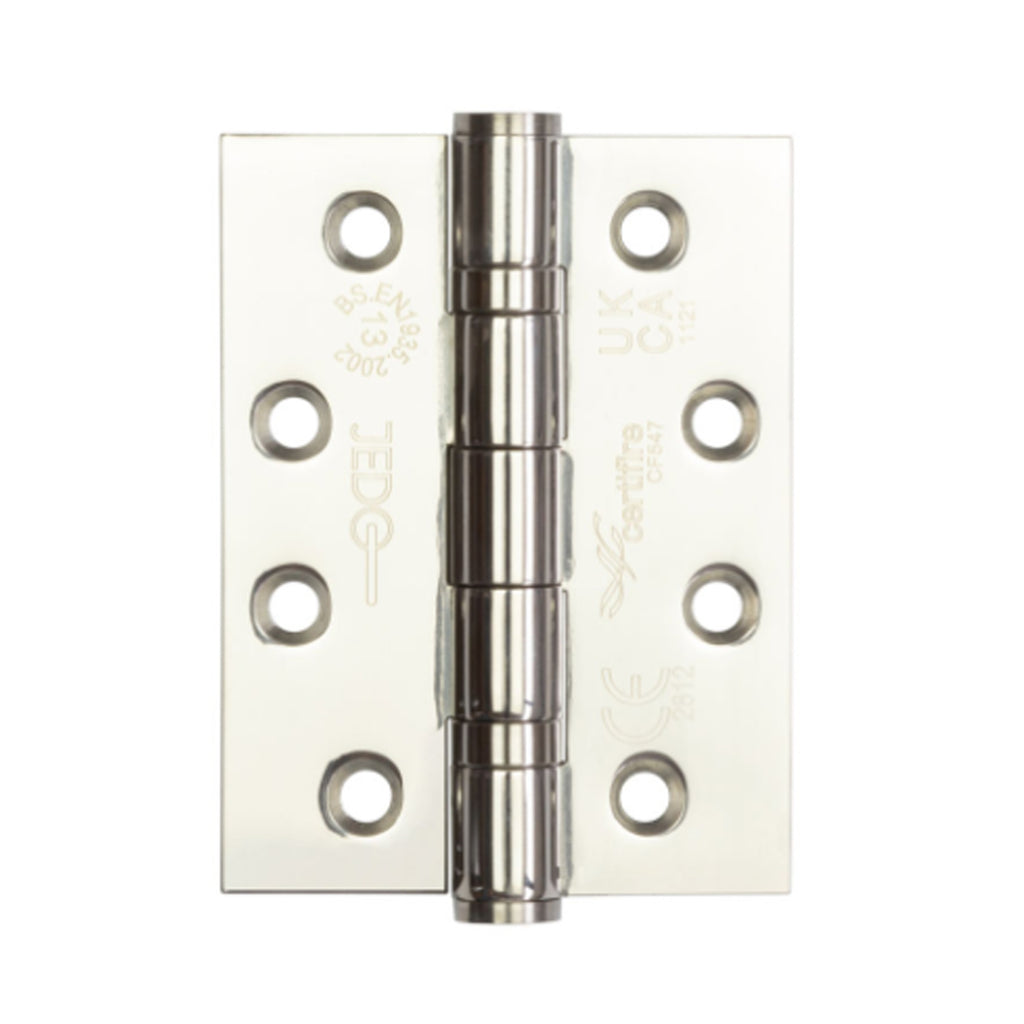 Polished Chrome 4" (100mm) Grade 13 Ball Bearing Hinge on a white background.