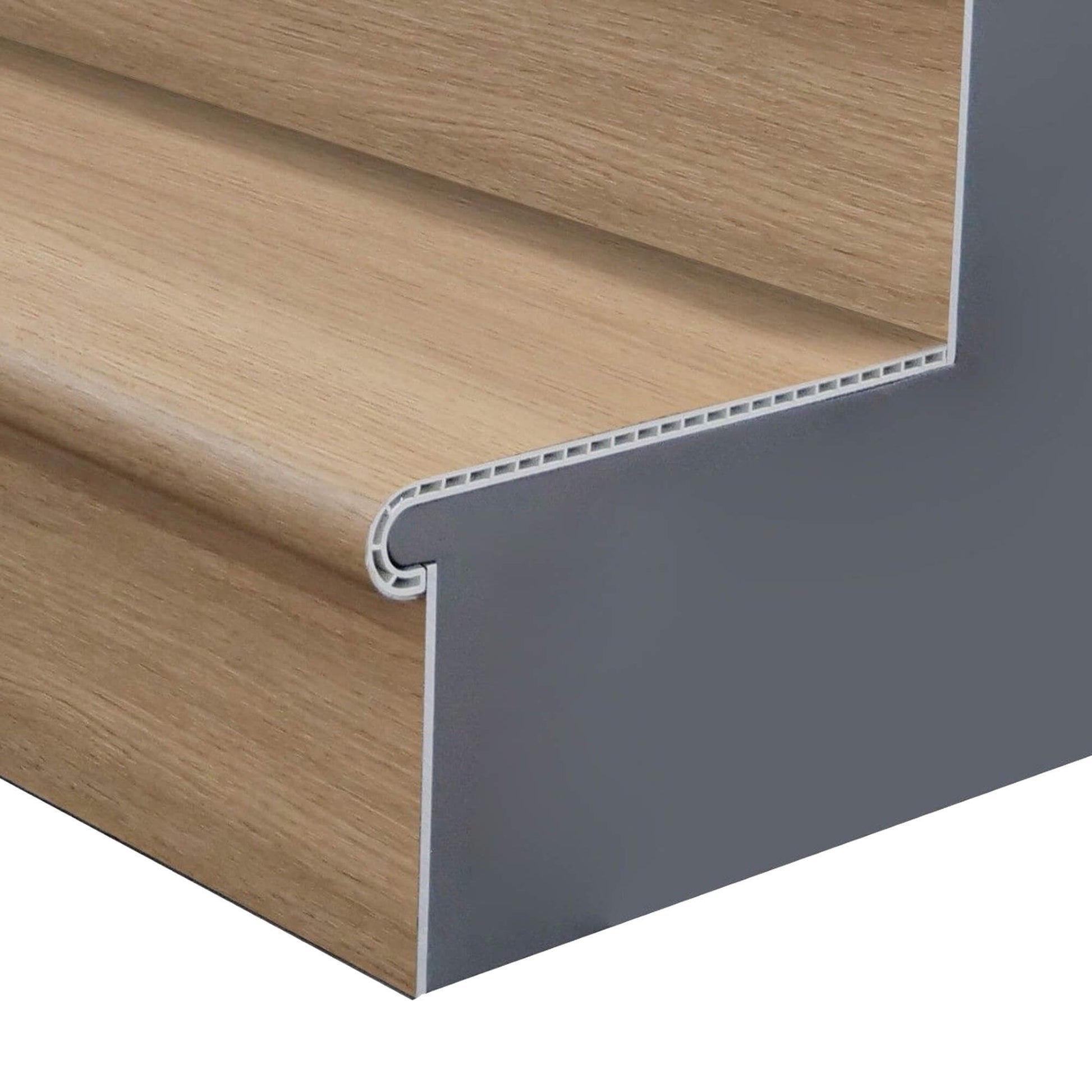 Close-up of the Oak Vinyl Stairclad System