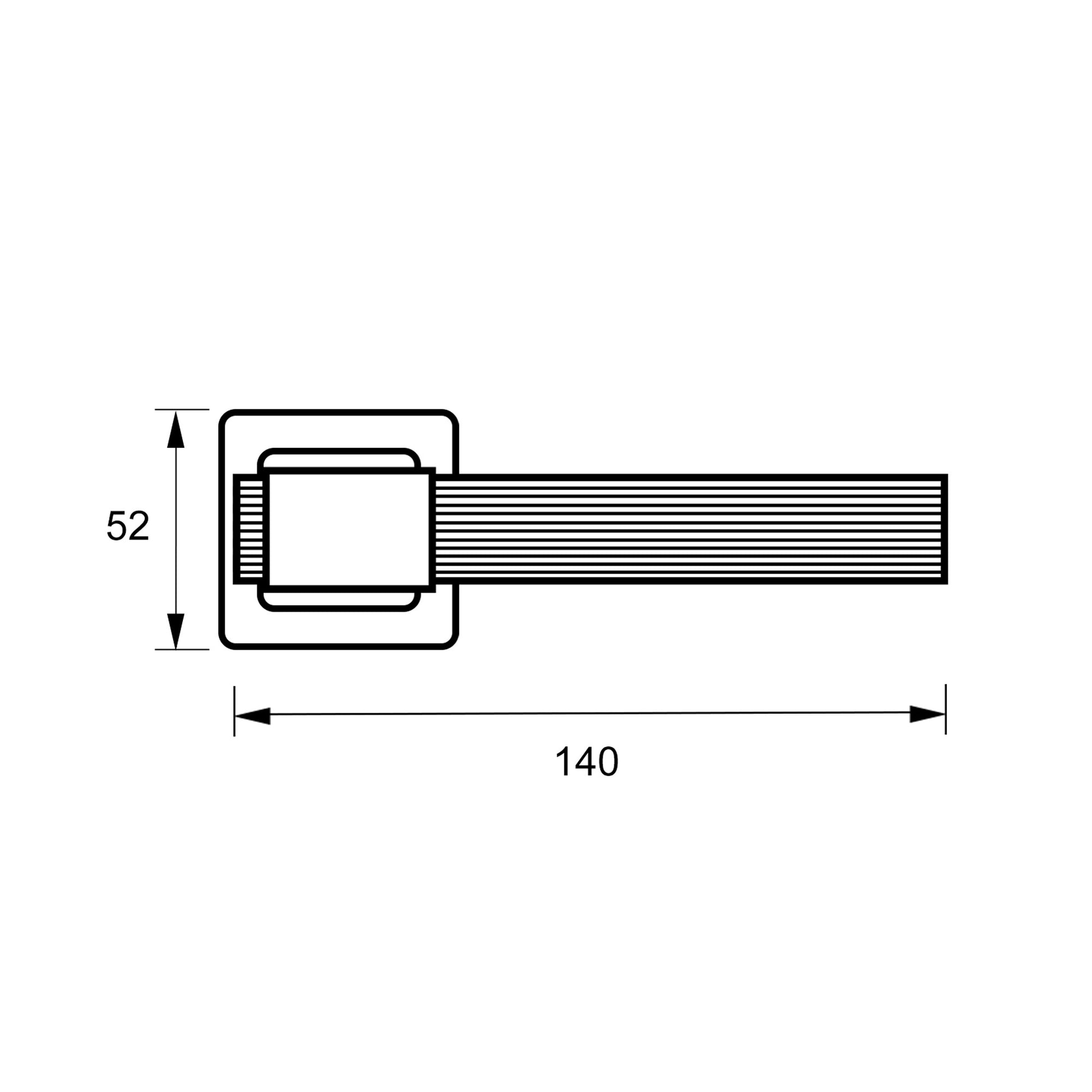 Technical drawing of a Stratus Flat Black & Nickel Brushed Square Rose Handle.