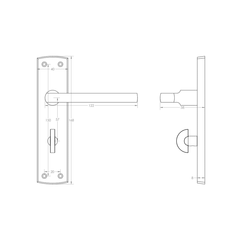 Technical Drawing of a Studio Bathroom Backplate Handle