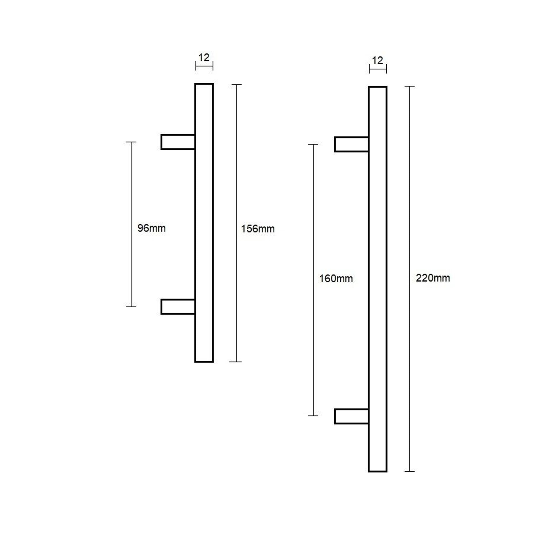Dimensions of a T Bar Cabinet Handle on a white background