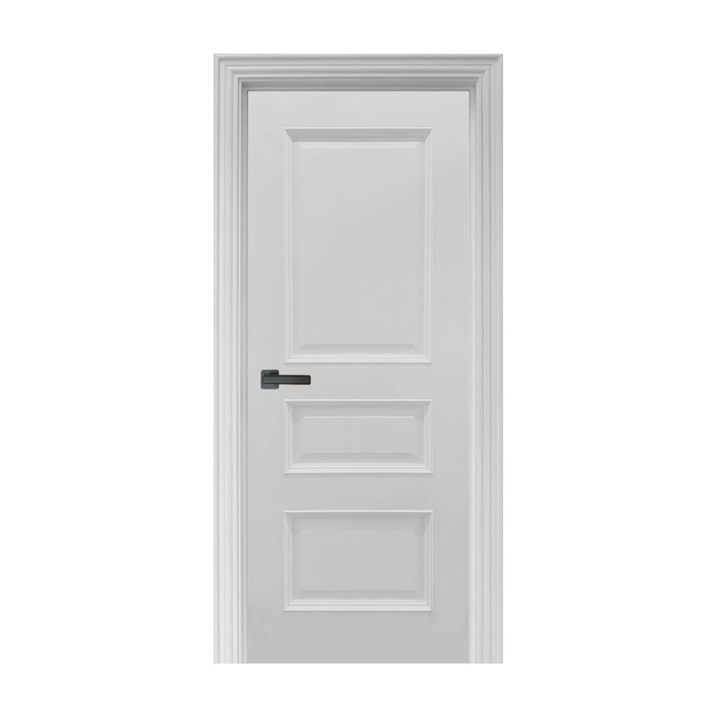 A White Primer Plus 3 Panel Internal Door on a white background.