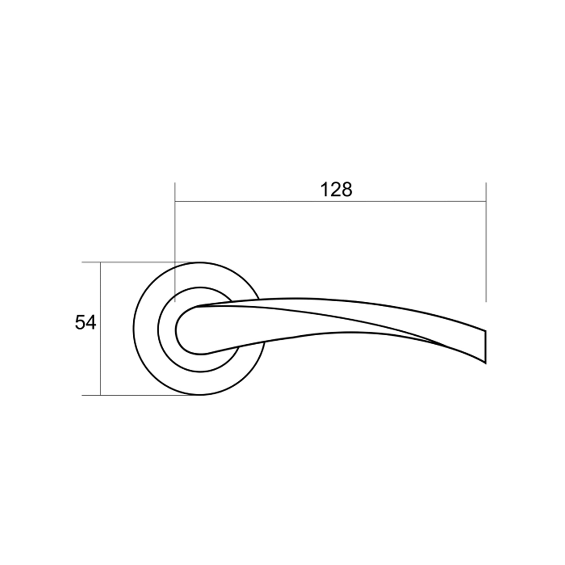Technical drawing of a Trade Range door handle with dimensions labeled