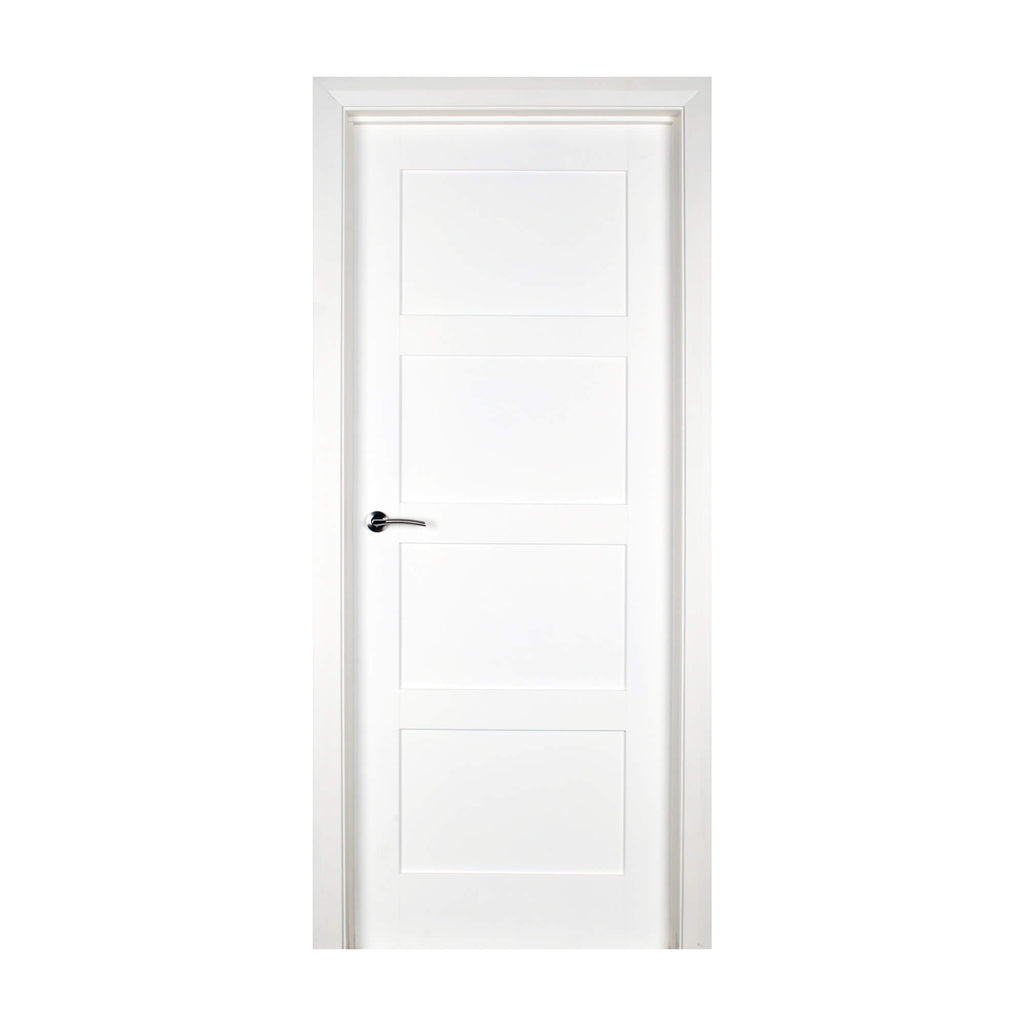 A Trade Spec White Primed Contemporary 4 Panel 40mm Internal Door on a white background.