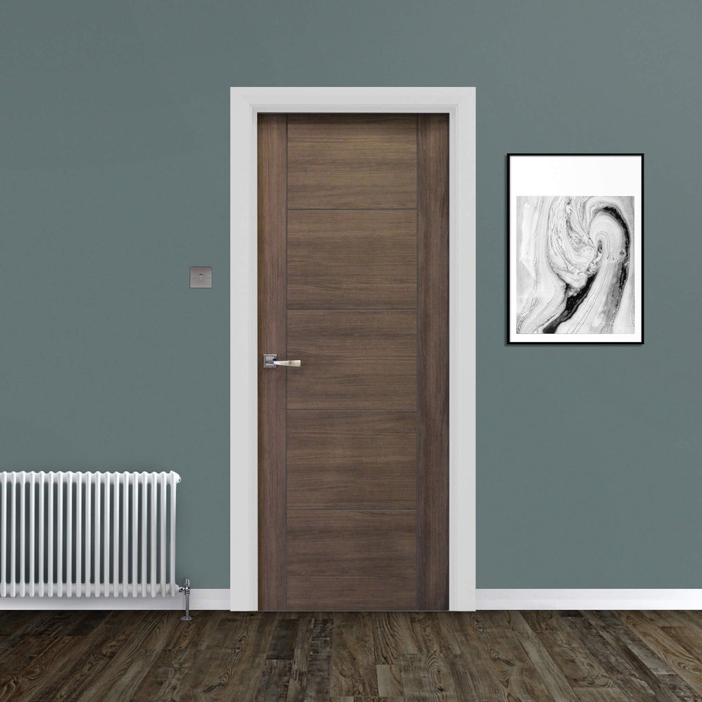 A Vancouver Walnut 40mm Laminate Door  in a home interior setting