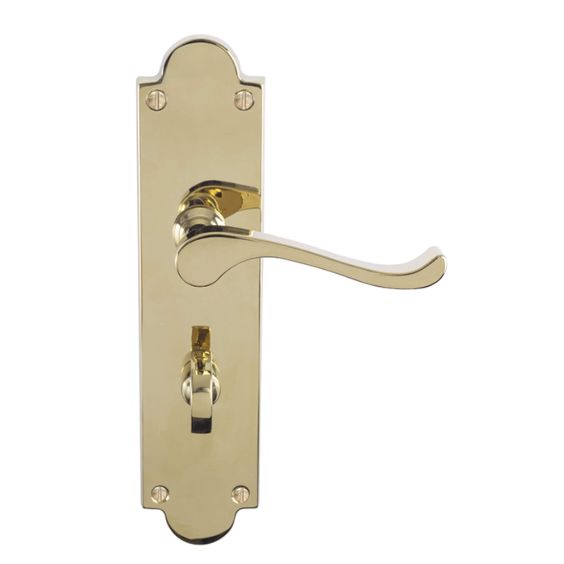 Victorian 8" Brass Bathroom WC Backplate Handle on a white background