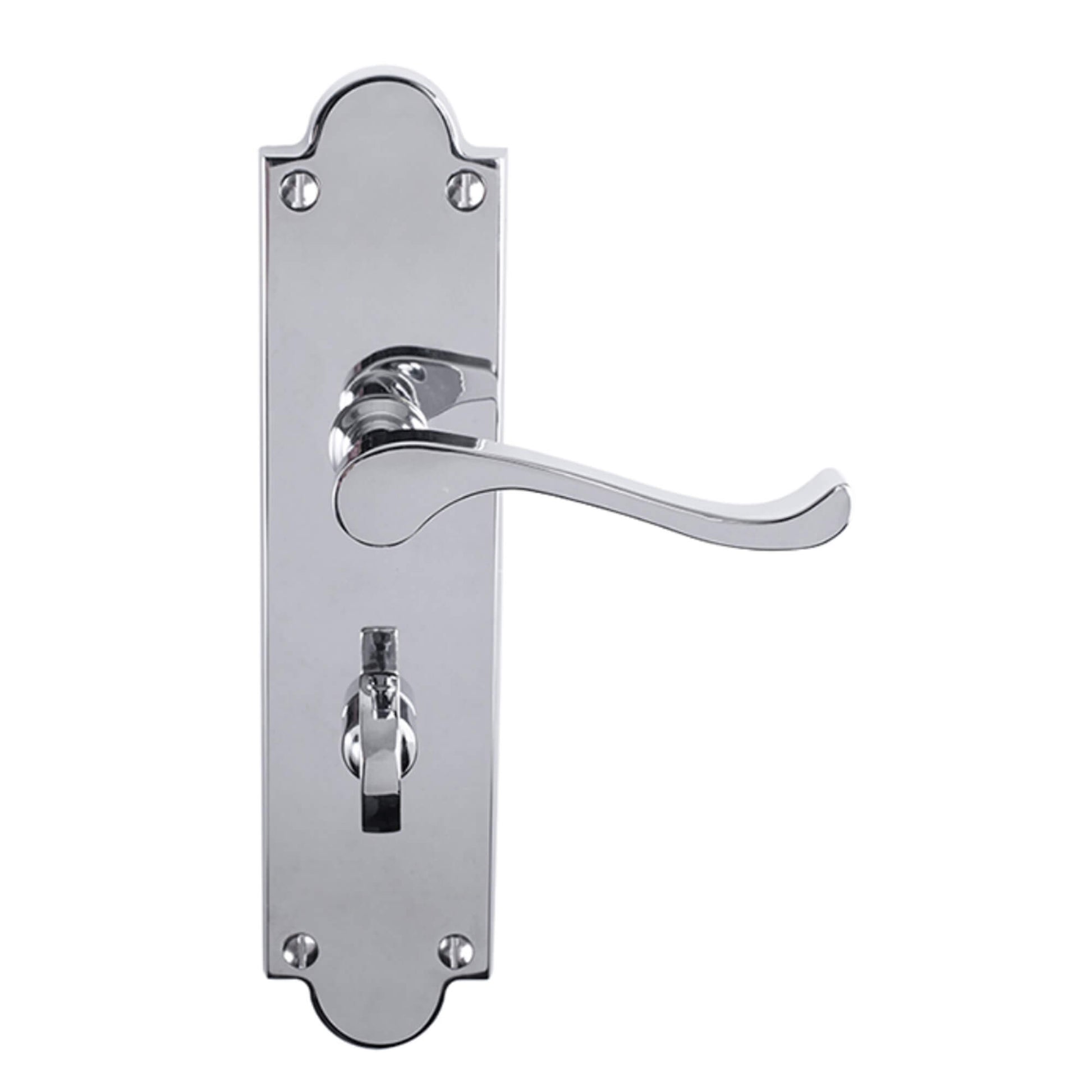 Victorian 8" Polished Chrome Bathroom WC Backplate Handle on a white background