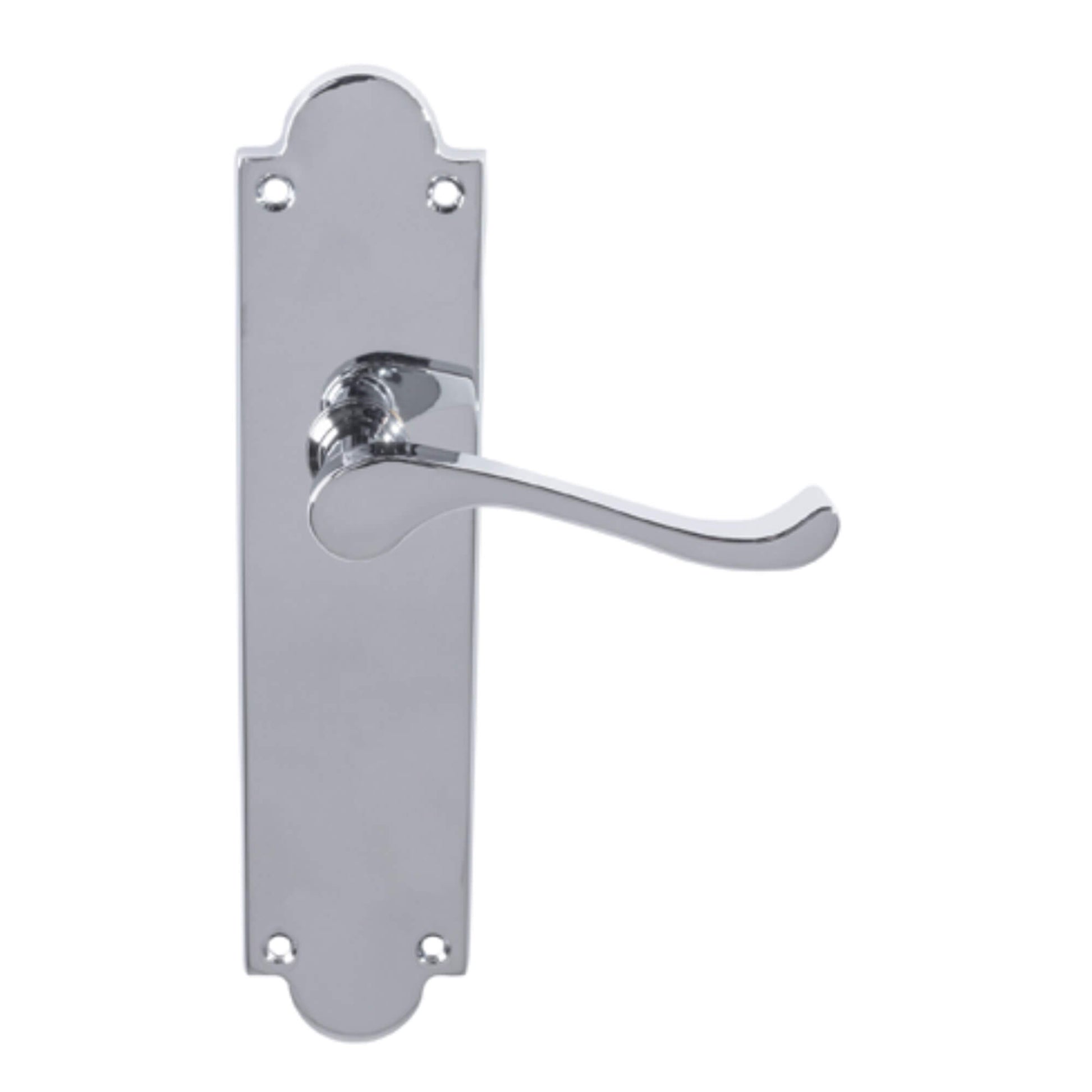 Victorian 8" Polished Chrome Latch Backplate Handle on a white background