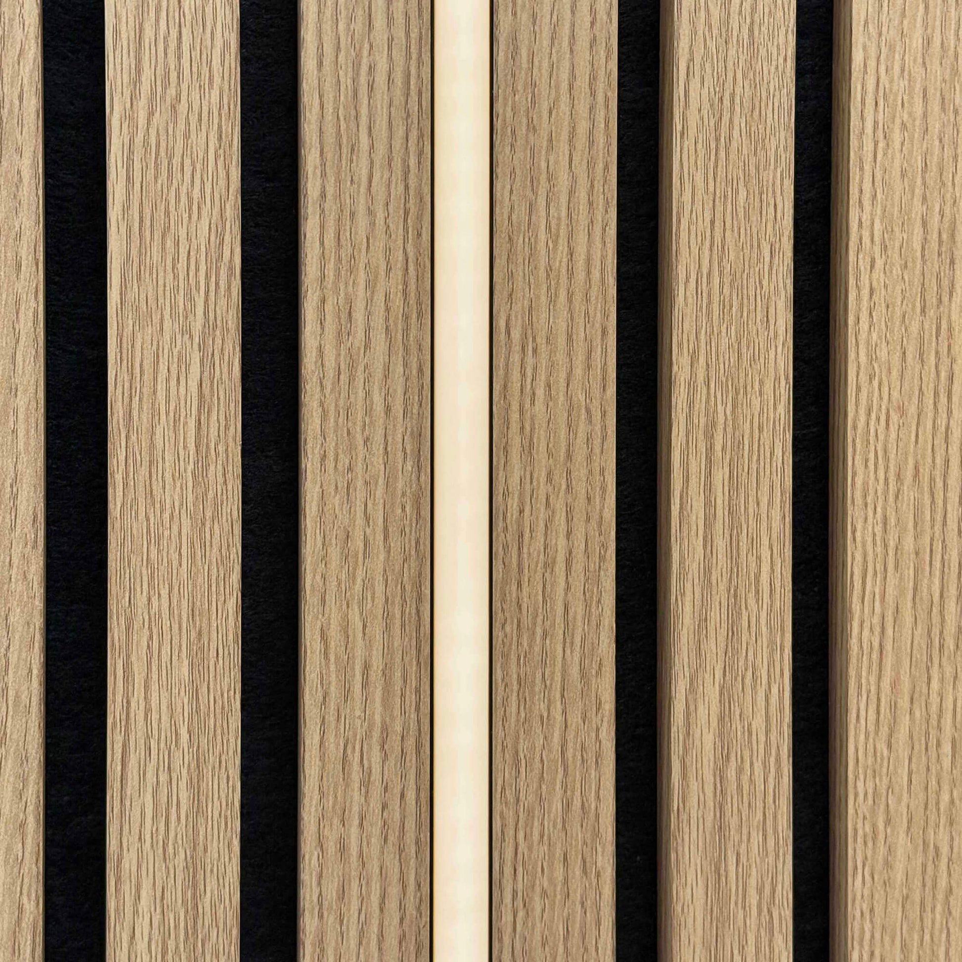 Close up of Warm White silicone LED light tube in acoustic slatwall