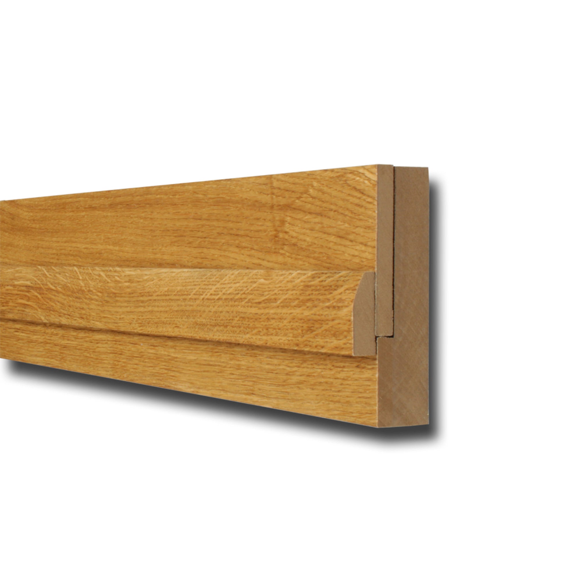Close-up of a White Oak Adjustable Internal Door Frame on a white background.